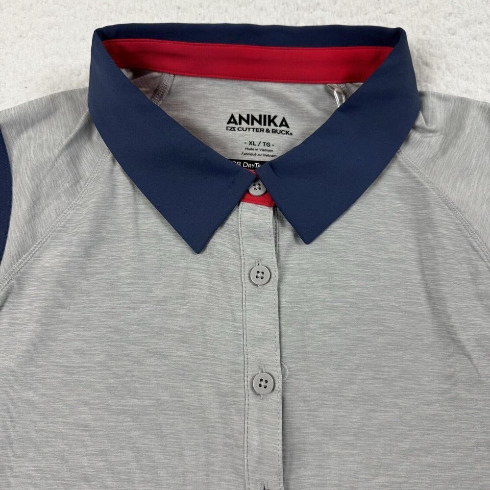 Annika Cutter & Buck‎ Polo Shirt Women's XL Grey Drytec 50 UPF+ Active Stretch